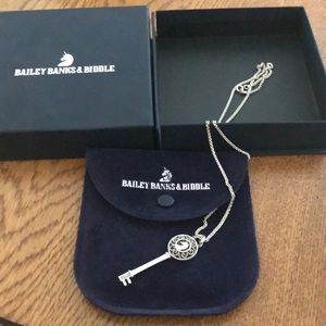 Bailey Banks & Biddle Sterling Silver Key Necklace